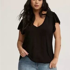Torrid Plus Size - Flutter V-Neck Super
Soft Tee - Torrid